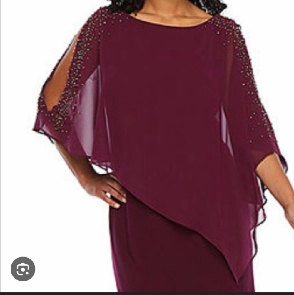 Elegant Plum Beaded Women's Dress Size 16 #738
